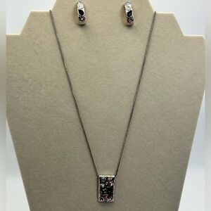 Brighton Bejeweled Necklace & Earrings Set Silver Plated Crystals READ